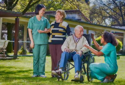 seniors with their caregivers